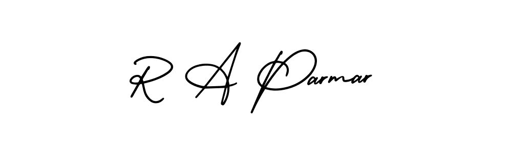 You should practise on your own different ways (AmerikaSignatureDemo-Regular) to write your name (R A Parmar) in signature. don't let someone else do it for you. R A Parmar signature style 3 images and pictures png