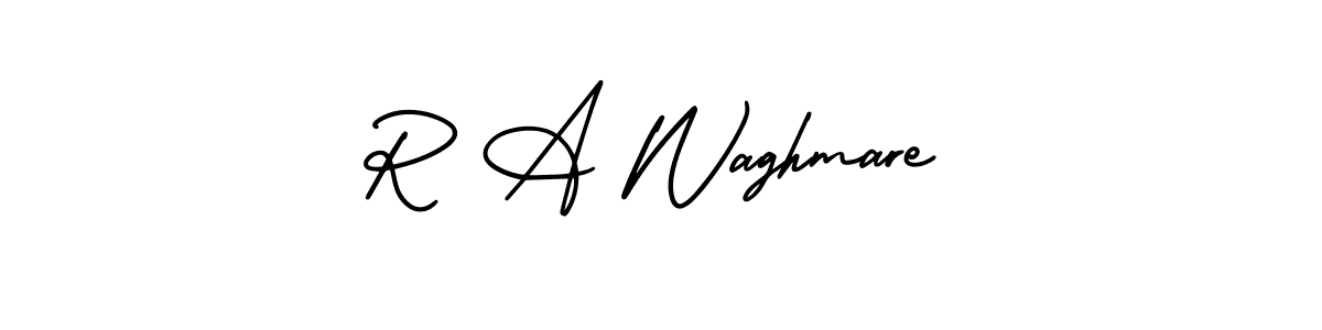 The best way (AmerikaSignatureDemo-Regular) to make a short signature is to pick only two or three words in your name. The name R A Waghmare include a total of six letters. For converting this name. R A Waghmare signature style 3 images and pictures png