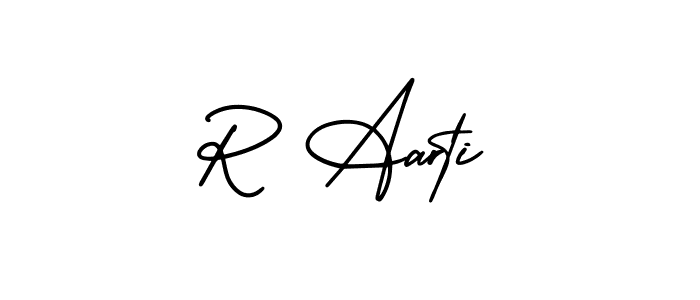 Make a beautiful signature design for name R Aarti. With this signature (AmerikaSignatureDemo-Regular) style, you can create a handwritten signature for free. R Aarti signature style 3 images and pictures png