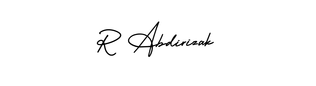 Make a beautiful signature design for name R Abdirizak. With this signature (AmerikaSignatureDemo-Regular) style, you can create a handwritten signature for free. R Abdirizak signature style 3 images and pictures png