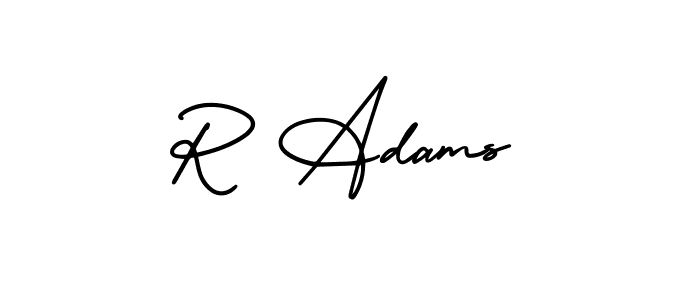 Design your own signature with our free online signature maker. With this signature software, you can create a handwritten (AmerikaSignatureDemo-Regular) signature for name R Adams. R Adams signature style 3 images and pictures png