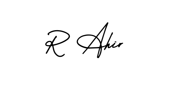 AmerikaSignatureDemo-Regular is a professional signature style that is perfect for those who want to add a touch of class to their signature. It is also a great choice for those who want to make their signature more unique. Get R Ahir name to fancy signature for free. R Ahir signature style 3 images and pictures png