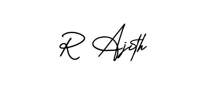 You should practise on your own different ways (AmerikaSignatureDemo-Regular) to write your name (R Ajith) in signature. don't let someone else do it for you. R Ajith signature style 3 images and pictures png