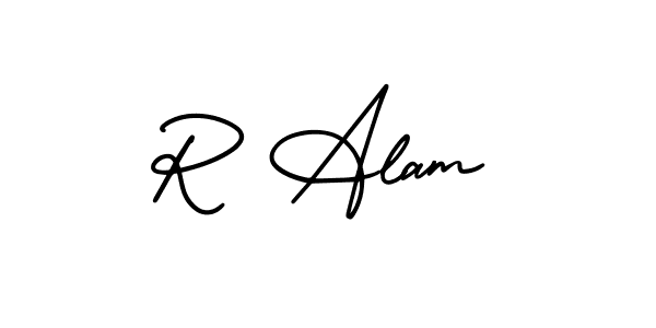 How to make R Alam name signature. Use AmerikaSignatureDemo-Regular style for creating short signs online. This is the latest handwritten sign. R Alam signature style 3 images and pictures png