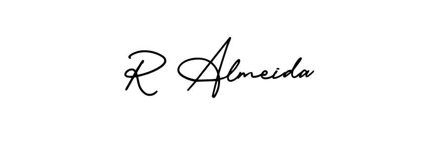 Similarly AmerikaSignatureDemo-Regular is the best handwritten signature design. Signature creator online .You can use it as an online autograph creator for name R Almeida. R Almeida signature style 3 images and pictures png