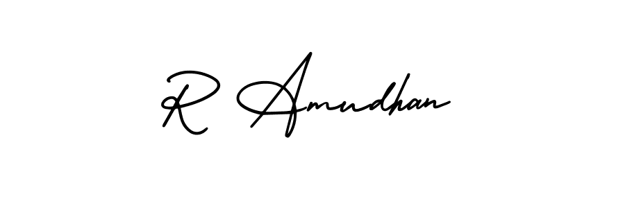 Create a beautiful signature design for name R Amudhan. With this signature (AmerikaSignatureDemo-Regular) fonts, you can make a handwritten signature for free. R Amudhan signature style 3 images and pictures png