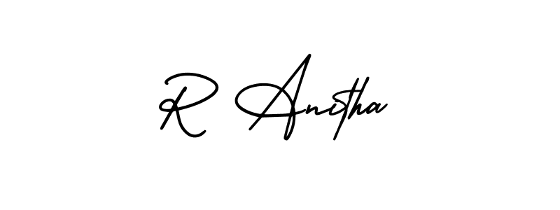 Use a signature maker to create a handwritten signature online. With this signature software, you can design (AmerikaSignatureDemo-Regular) your own signature for name R Anitha. R Anitha signature style 3 images and pictures png
