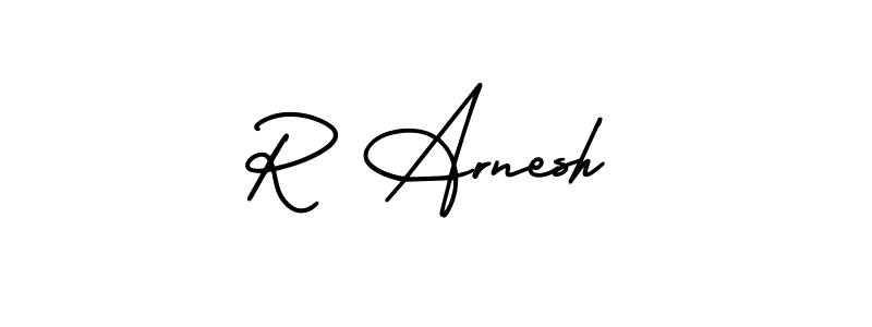 How to make R Arnesh name signature. Use AmerikaSignatureDemo-Regular style for creating short signs online. This is the latest handwritten sign. R Arnesh signature style 3 images and pictures png