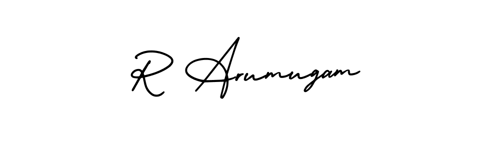 The best way (AmerikaSignatureDemo-Regular) to make a short signature is to pick only two or three words in your name. The name R Arumugam include a total of six letters. For converting this name. R Arumugam signature style 3 images and pictures png