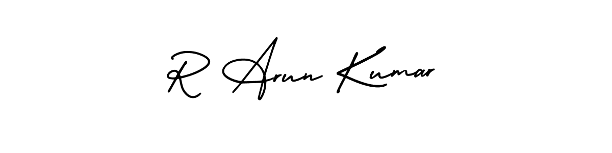 This is the best signature style for the R Arun Kumar name. Also you like these signature font (AmerikaSignatureDemo-Regular). Mix name signature. R Arun Kumar signature style 3 images and pictures png