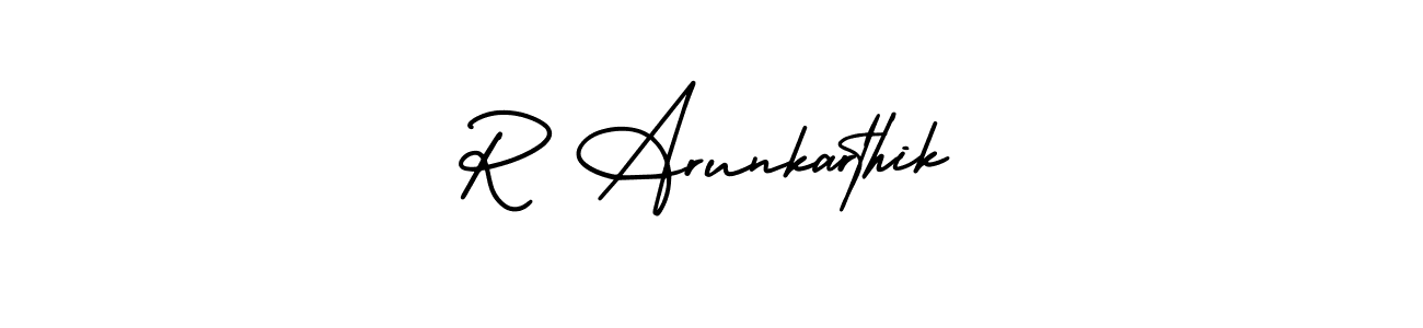 Design your own signature with our free online signature maker. With this signature software, you can create a handwritten (AmerikaSignatureDemo-Regular) signature for name R Arunkarthik. R Arunkarthik signature style 3 images and pictures png