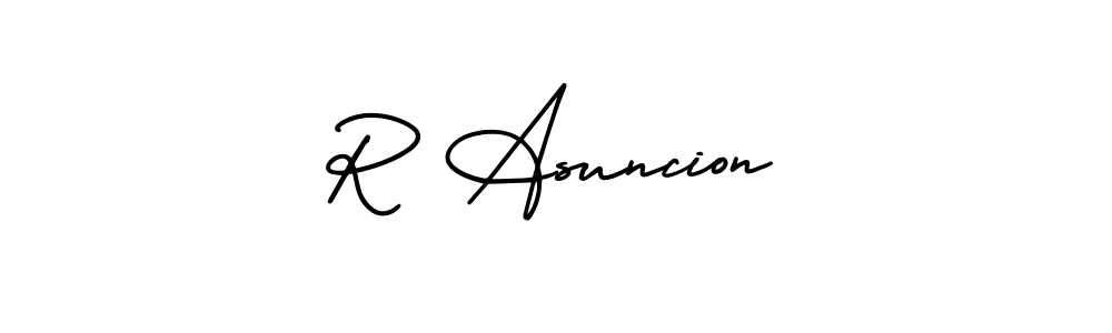 Design your own signature with our free online signature maker. With this signature software, you can create a handwritten (AmerikaSignatureDemo-Regular) signature for name R Asuncion. R Asuncion signature style 3 images and pictures png