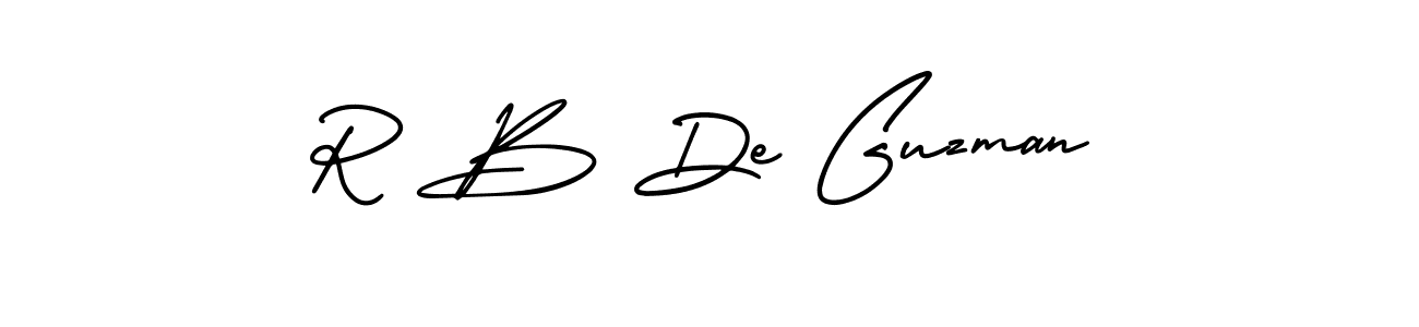 The best way (AmerikaSignatureDemo-Regular) to make a short signature is to pick only two or three words in your name. The name R B De Guzman include a total of six letters. For converting this name. R B De Guzman signature style 3 images and pictures png