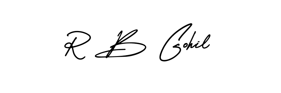 AmerikaSignatureDemo-Regular is a professional signature style that is perfect for those who want to add a touch of class to their signature. It is also a great choice for those who want to make their signature more unique. Get R B Gohil name to fancy signature for free. R B Gohil signature style 3 images and pictures png