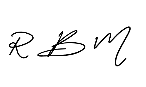 Use a signature maker to create a handwritten signature online. With this signature software, you can design (AmerikaSignatureDemo-Regular) your own signature for name R B M. R B M signature style 3 images and pictures png
