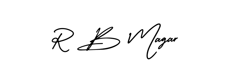 Use a signature maker to create a handwritten signature online. With this signature software, you can design (AmerikaSignatureDemo-Regular) your own signature for name R B Magar. R B Magar signature style 3 images and pictures png