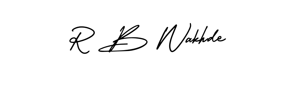You should practise on your own different ways (AmerikaSignatureDemo-Regular) to write your name (R B Wakhde) in signature. don't let someone else do it for you. R B Wakhde signature style 3 images and pictures png