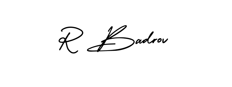 R Badrov stylish signature style. Best Handwritten Sign (AmerikaSignatureDemo-Regular) for my name. Handwritten Signature Collection Ideas for my name R Badrov. R Badrov signature style 3 images and pictures png