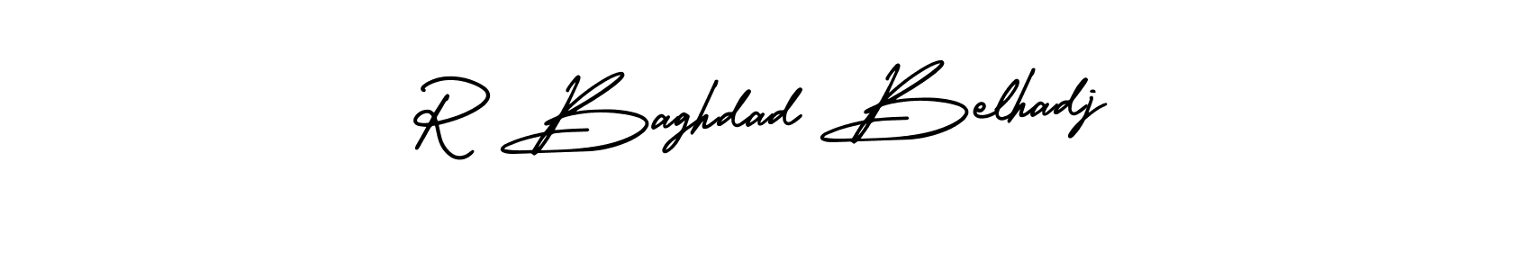 It looks lik you need a new signature style for name R Baghdad Belhadj. Design unique handwritten (AmerikaSignatureDemo-Regular) signature with our free signature maker in just a few clicks. R Baghdad Belhadj signature style 3 images and pictures png