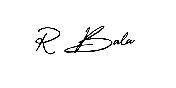 How to make R Bala name signature. Use AmerikaSignatureDemo-Regular style for creating short signs online. This is the latest handwritten sign. R Bala signature style 3 images and pictures png