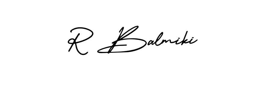 How to make R Balmiki name signature. Use AmerikaSignatureDemo-Regular style for creating short signs online. This is the latest handwritten sign. R Balmiki signature style 3 images and pictures png