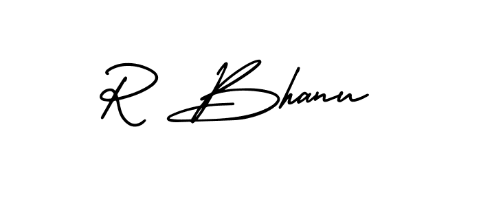 How to make R Bhanu name signature. Use AmerikaSignatureDemo-Regular style for creating short signs online. This is the latest handwritten sign. R Bhanu signature style 3 images and pictures png