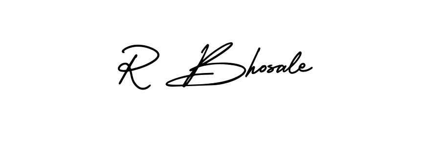 You should practise on your own different ways (AmerikaSignatureDemo-Regular) to write your name (R Bhosale) in signature. don't let someone else do it for you. R Bhosale signature style 3 images and pictures png