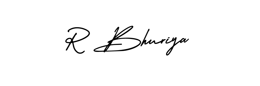 Use a signature maker to create a handwritten signature online. With this signature software, you can design (AmerikaSignatureDemo-Regular) your own signature for name R Bhuriya. R Bhuriya signature style 3 images and pictures png