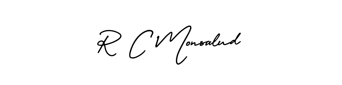 Make a beautiful signature design for name R C Monsalud. With this signature (AmerikaSignatureDemo-Regular) style, you can create a handwritten signature for free. R C Monsalud signature style 3 images and pictures png