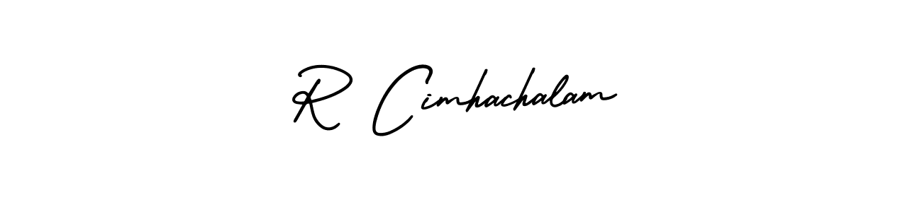 The best way (AmerikaSignatureDemo-Regular) to make a short signature is to pick only two or three words in your name. The name R Cimhachalam include a total of six letters. For converting this name. R Cimhachalam signature style 3 images and pictures png