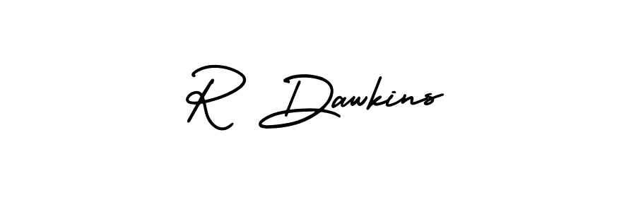 You should practise on your own different ways (AmerikaSignatureDemo-Regular) to write your name (R Dawkins) in signature. don't let someone else do it for you. R Dawkins signature style 3 images and pictures png
