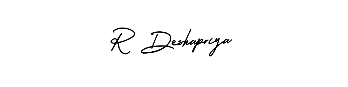 Also we have R Deshapriya name is the best signature style. Create professional handwritten signature collection using AmerikaSignatureDemo-Regular autograph style. R Deshapriya signature style 3 images and pictures png