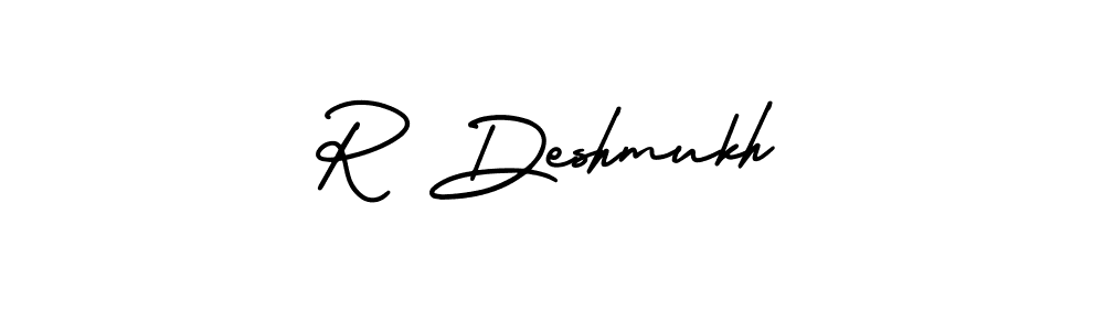 How to make R Deshmukh name signature. Use AmerikaSignatureDemo-Regular style for creating short signs online. This is the latest handwritten sign. R Deshmukh signature style 3 images and pictures png