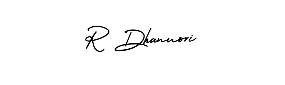 The best way (AmerikaSignatureDemo-Regular) to make a short signature is to pick only two or three words in your name. The name R Dhanusri include a total of six letters. For converting this name. R Dhanusri signature style 3 images and pictures png