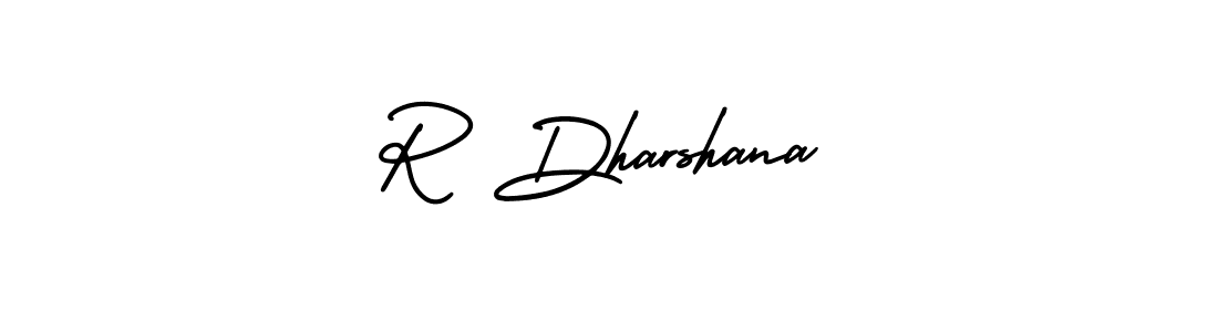 You should practise on your own different ways (AmerikaSignatureDemo-Regular) to write your name (R Dharshana) in signature. don't let someone else do it for you. R Dharshana signature style 3 images and pictures png