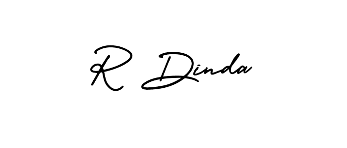 The best way (AmerikaSignatureDemo-Regular) to make a short signature is to pick only two or three words in your name. The name R Dinda include a total of six letters. For converting this name. R Dinda signature style 3 images and pictures png