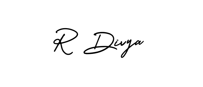 Use a signature maker to create a handwritten signature online. With this signature software, you can design (AmerikaSignatureDemo-Regular) your own signature for name R Divya. R Divya signature style 3 images and pictures png