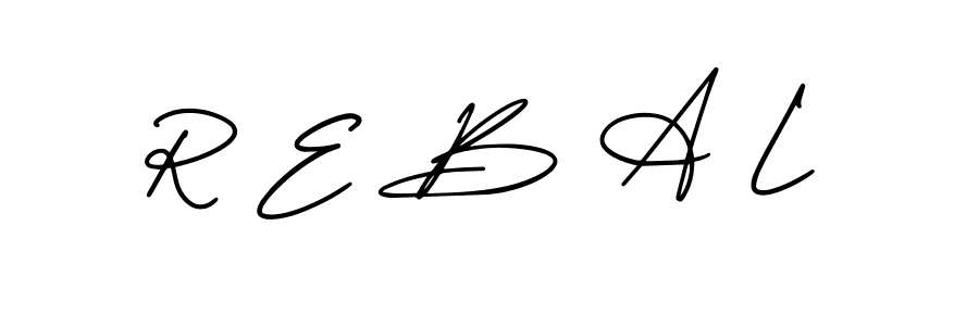 Use a signature maker to create a handwritten signature online. With this signature software, you can design (AmerikaSignatureDemo-Regular) your own signature for name R E B A L. R E B A L signature style 3 images and pictures png