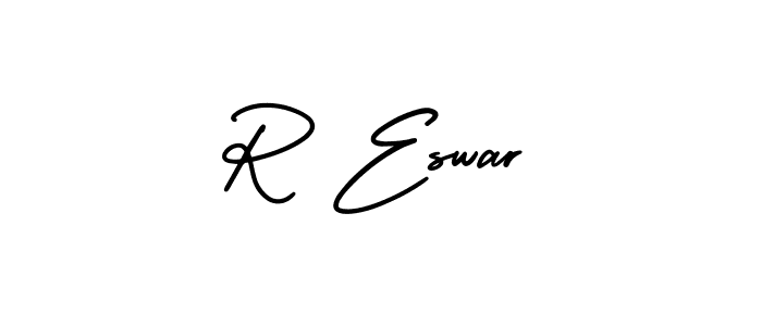 Create a beautiful signature design for name R Eswar. With this signature (AmerikaSignatureDemo-Regular) fonts, you can make a handwritten signature for free. R Eswar signature style 3 images and pictures png