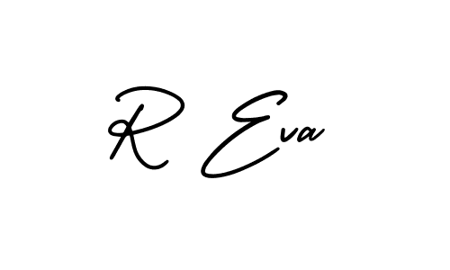 R Eva stylish signature style. Best Handwritten Sign (AmerikaSignatureDemo-Regular) for my name. Handwritten Signature Collection Ideas for my name R Eva. R Eva signature style 3 images and pictures png