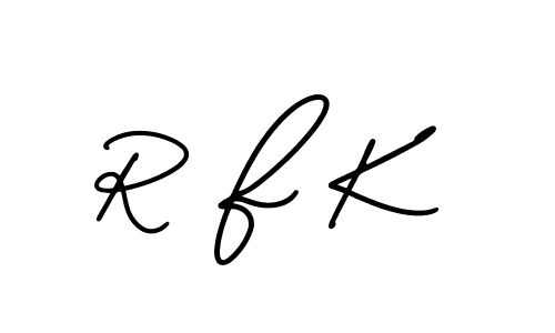 Use a signature maker to create a handwritten signature online. With this signature software, you can design (AmerikaSignatureDemo-Regular) your own signature for name R F K. R F K signature style 3 images and pictures png