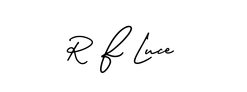 How to make R F Luce name signature. Use AmerikaSignatureDemo-Regular style for creating short signs online. This is the latest handwritten sign. R F Luce signature style 3 images and pictures png