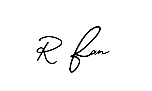 Create a beautiful signature design for name R Fan. With this signature (AmerikaSignatureDemo-Regular) fonts, you can make a handwritten signature for free. R Fan signature style 3 images and pictures png