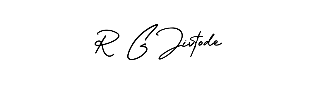 The best way (AmerikaSignatureDemo-Regular) to make a short signature is to pick only two or three words in your name. The name R G Jivtode include a total of six letters. For converting this name. R G Jivtode signature style 3 images and pictures png