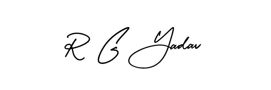 The best way (AmerikaSignatureDemo-Regular) to make a short signature is to pick only two or three words in your name. The name R G Yadav include a total of six letters. For converting this name. R G Yadav signature style 3 images and pictures png
