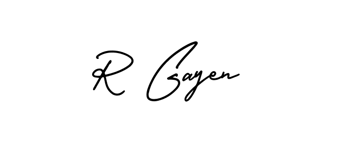 Design your own signature with our free online signature maker. With this signature software, you can create a handwritten (AmerikaSignatureDemo-Regular) signature for name R Gayen. R Gayen signature style 3 images and pictures png