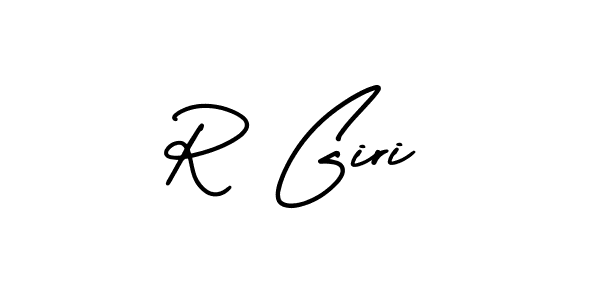 How to make R Giri name signature. Use AmerikaSignatureDemo-Regular style for creating short signs online. This is the latest handwritten sign. R Giri signature style 3 images and pictures png