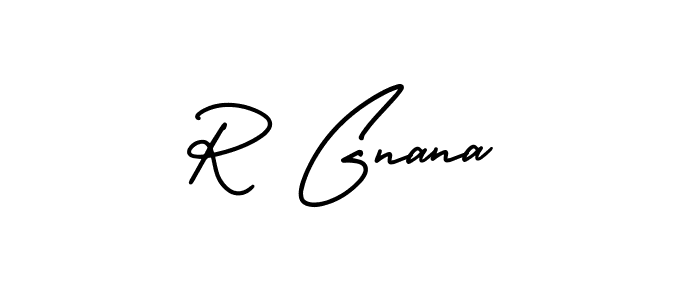 How to make R Gnana name signature. Use AmerikaSignatureDemo-Regular style for creating short signs online. This is the latest handwritten sign. R Gnana signature style 3 images and pictures png