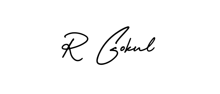 AmerikaSignatureDemo-Regular is a professional signature style that is perfect for those who want to add a touch of class to their signature. It is also a great choice for those who want to make their signature more unique. Get R Gokul name to fancy signature for free. R Gokul signature style 3 images and pictures png