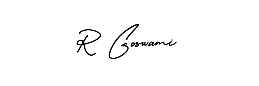 R Goswami stylish signature style. Best Handwritten Sign (AmerikaSignatureDemo-Regular) for my name. Handwritten Signature Collection Ideas for my name R Goswami. R Goswami signature style 3 images and pictures png
